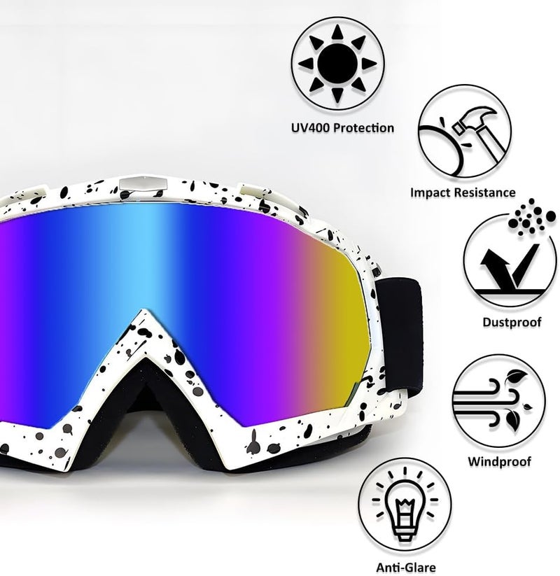 4-FQ Dirt Bike Goggles ATV Motorcycle Gear Motocross Dirtbike Riding Racing Glasses MX Accessories Helmet Goggles for Adult Youth Kids - UV400 Protection, Dust-proof, Adjustable Anti-Slip Strap - Image 4
